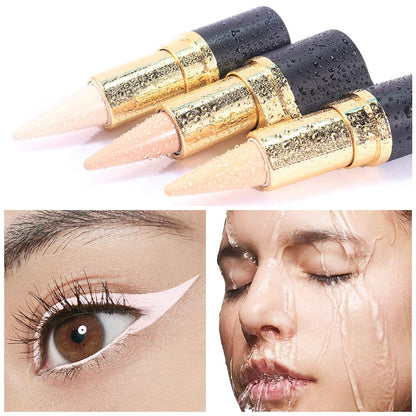 Kaely 2Pcs Quartz Queen White Gel Eyeliner Pencil, Natural Cream Eye Liner Waterproof Smudge Proof, Matte Waterline Eyeliner Eyeshadow Stick, Brighten Eye Makeup, Vegan & Cruelty-Free
