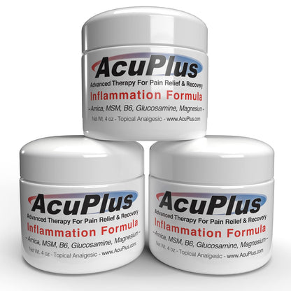 AcuPlus - Advanced Pain Relief Topical Anti Inflammatory Cream to Soothe Muscle & Joint Pain - Arthritis, Bursitis, & Tendonitis - Fast-Acting Formula with Natural Ingredients - 4 oz. each, Pack of 3
