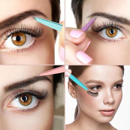 7pcs Eyebrow Tweezers Kit for Women Precision Plucker with Brow Scissors & Razor & Spoolie for Facial, Chin, Brow, Splinter and Ingrown Hair