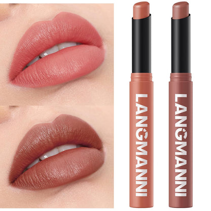 Jolilab 2Pcs Velvet Matte Lipstick Nude Matte Soft Dark Color Stick High Pigmented Long-Lasting Waterproof Lip Stick Lip Balm Beauty Cosmetics Gift for Girls and Women（05#+06#