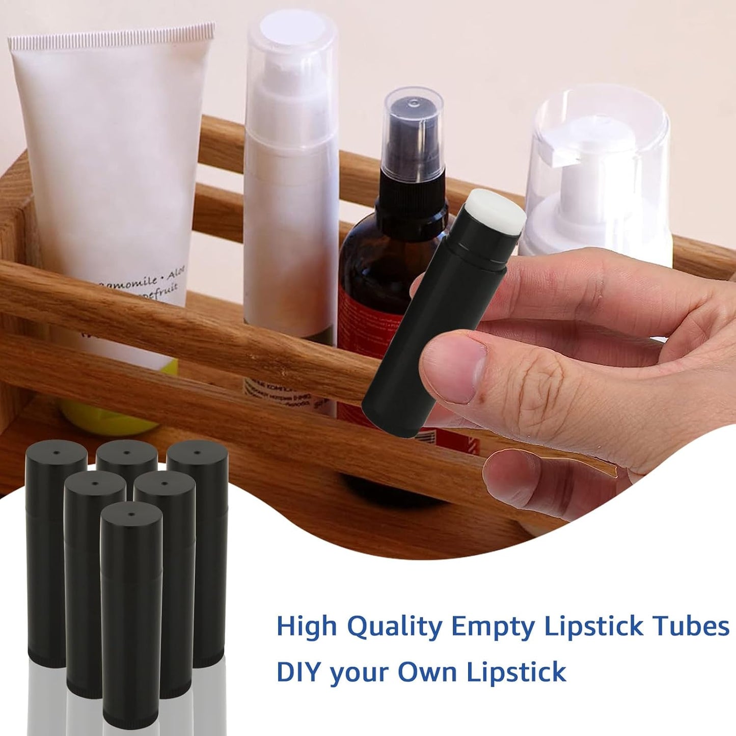 CertBuy 100 Pack Lip Balm Tubes, 5ml / 5g Empty Lip Balm Tubes with Cap Black, for DIY Make Up (69 x 17 MM)