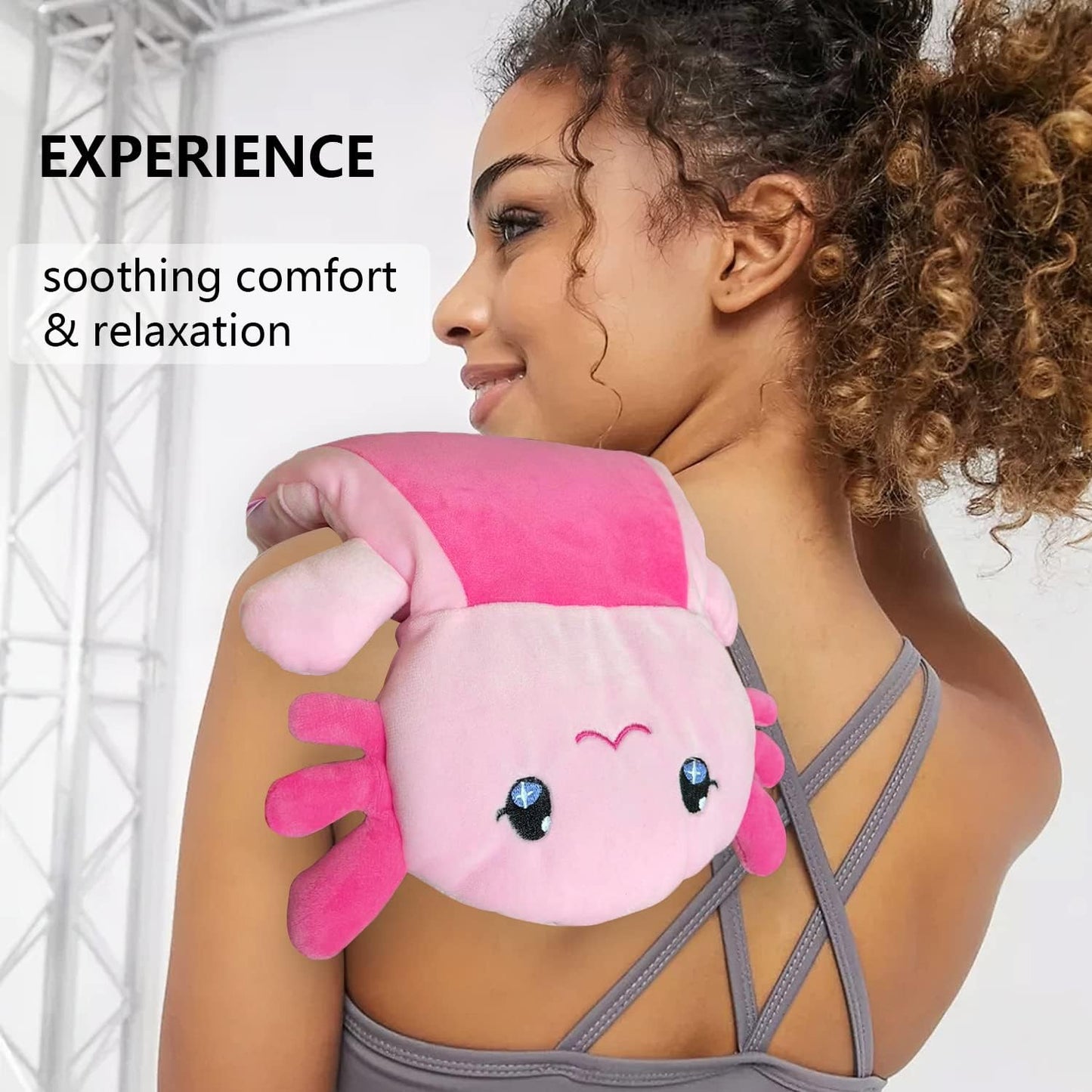 Microwave Heating Pad for Pain Relief, 13" x 10" Microwavable Heating Pads for Cramps, Back Pain, Neck Shoulder, Muscles, Knee, Joints, Natural Heat Pack Moist Heat, Pink Axolotl