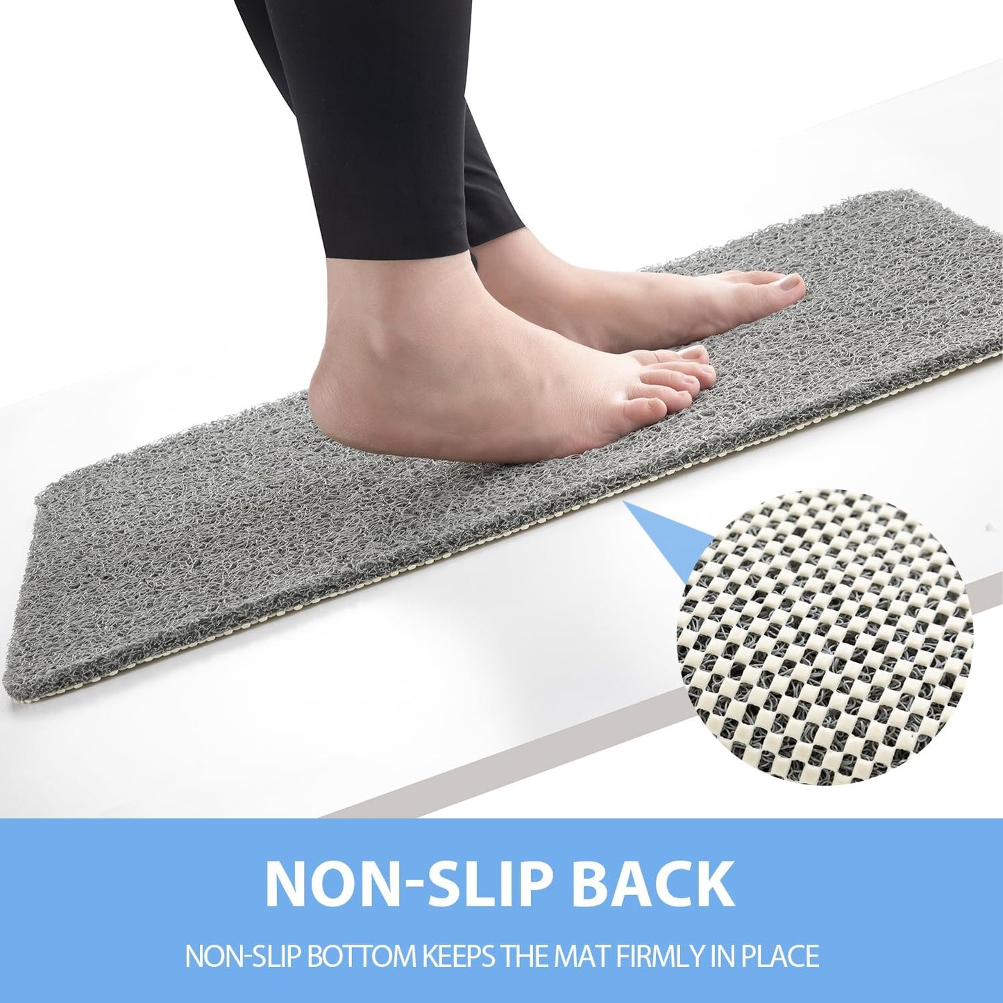Non Slip Shower Mat, Anti Slip Bath Mat, Quick Drying Bath Tub Mats, Foot Scrubber Mat, Anti Slip Mat for Tub, Floor, Bathroom, Home, Kitchen, Hotel (Grey 24”x24”)