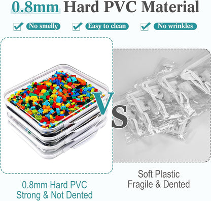 Sanwuta 4 Pcs Clear Hard Zipper Case with Handle Office Storage Cases Hard Plastic Pouches Transparent Bins for Toys, Snacks, Cosmetics, Building Blocks, Puzzles(13.8 x 11.8 x 2 Inches,White)