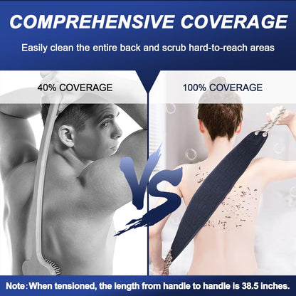 Exfoliating Back Scrubber for Shower, 38 Inches Long Back Exfoliator with Two Handles for Men and Women Acne, Double-Sided Bath Back Washer Body Cleaner to Scrub Your Skin