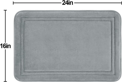 ITSOFT Memory Foam Bath Mat 24x16, Non Slip, Machine Washable, Quick Dry & Absorbent Rugs, Bath Mats for Bathroom Floor, Tub & Shower, Bathroom Rug, Gray