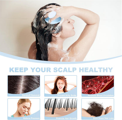 Silicone Scalp Massager, Scalp Scrubber for Hair Growth with Soft Bristles, Scalp Exfoliator Brush Dandruff Removal Shampoo Brush for Wet Dry Scalp Care (Light Blue)