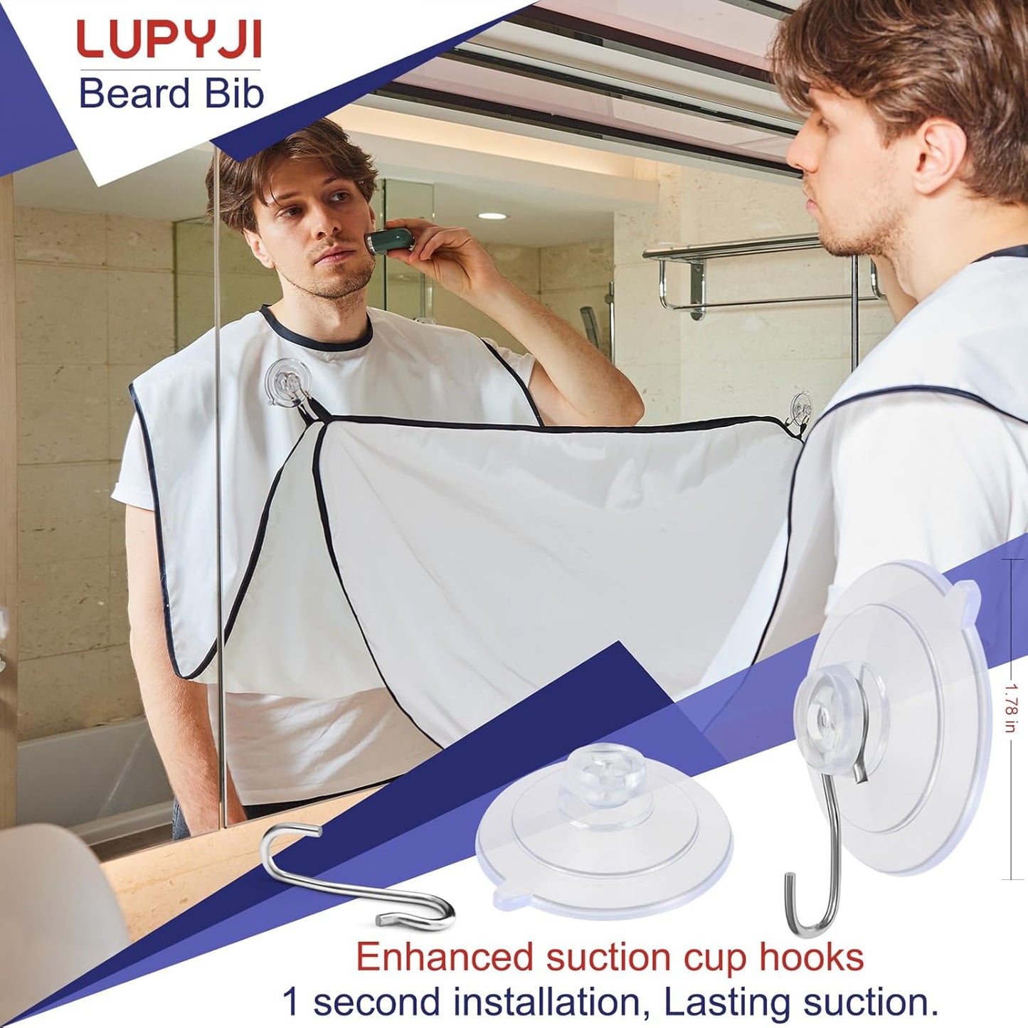 Beard Bib Apron, Adjustable Beard Trimming Hair Catcher, Christmas Gift for Dad