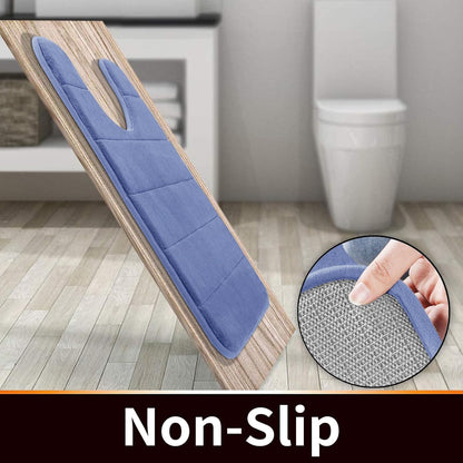 Yimobra Memory Foam Toilet Bath Mat U-Shaped, Soft and Comfortable, Super Water Absorption, Non-Slip, Thick, Machine Wash and Easier to Dry for Bathroom Commode Contour Rug, 24 X 24 Inches, Navy Blue