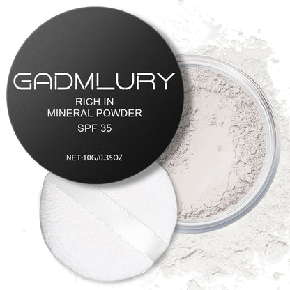 Mineral Setting Powder, SPF 35, Sunscreen White Face Loose Blurring FinishingPowder, Sheer Coverage, Weightless and Oil Control, Extend Base Makeup (#03 White Setting Makeup)
