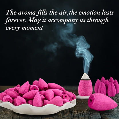 Sukh Backflow Incense Cones for Waterfall - 108 PCS Waterfall Scented Cone Bulk Aromatic Smoke Fountain for Aromatherapy Yoga Relaxation Home Decor(Rose Scents)