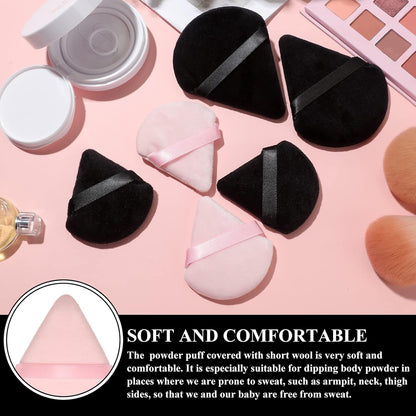 Maitys 12 Pieces Powder Puff Triangle Face Makeup Cosmetic for Loose Powder Soft Body Washable Reusable Foundation Sponge Mineral Wet Dry Makeup Tool for Women(Large, Small,Black, Pink)