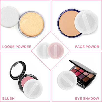 12PCS Makeup Powder Puffs Pink Cotton Powder Puffs Round Powder Puff for Makeup Face Powder Velour Puffs for Loose Powder Washable (pink+white-12pcs)