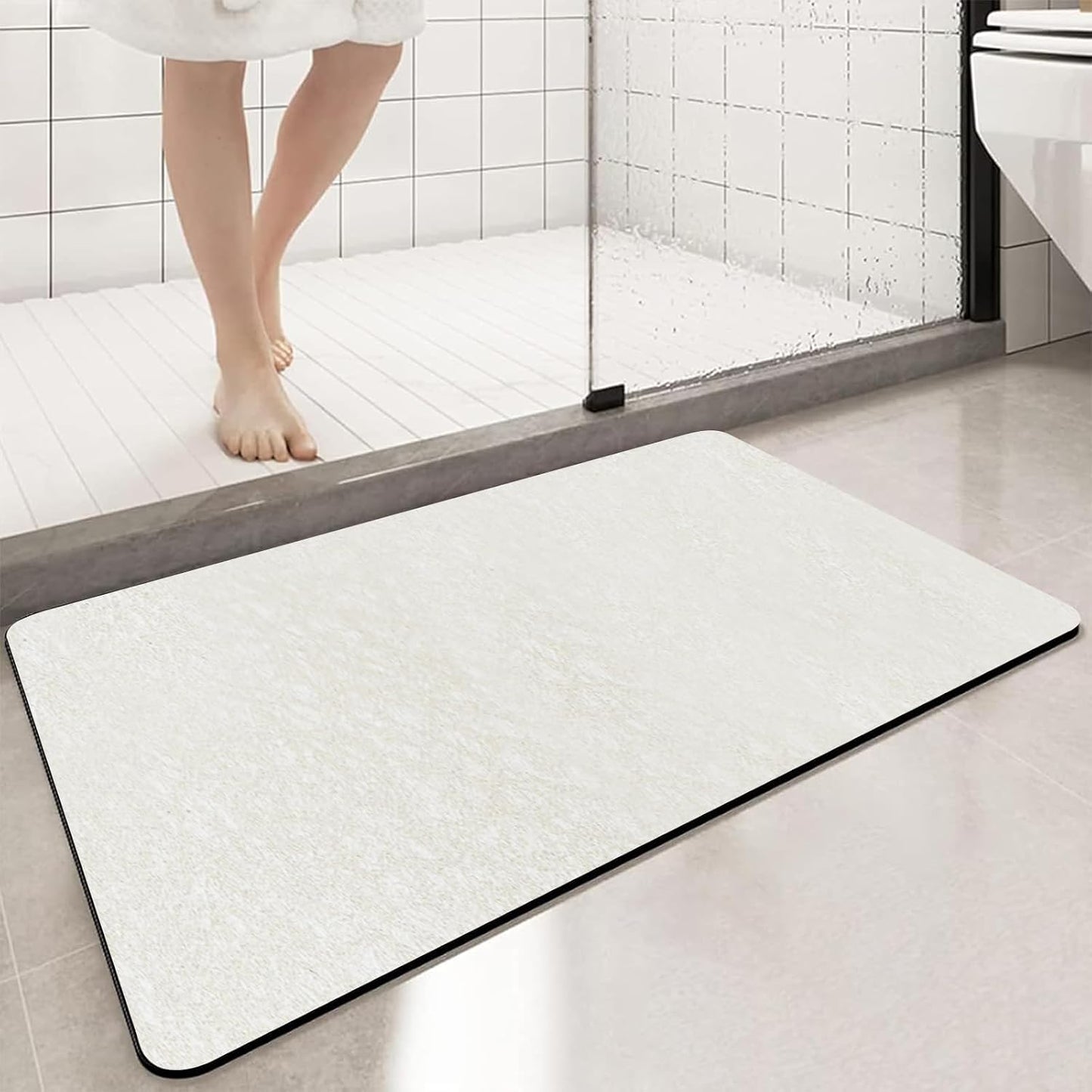 Diatomaceous Earth Bath mat Bathroom Rugs Super Absorbent Quick Dry Non Slip Bath Mat Thin Bathroom Floor Mats Fit Under Door-Shower Rug for in Front of Bathtub Shower, Beige, 15.7"x35.4"