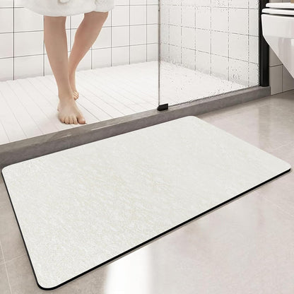 Diatomaceous Earth Bath mat Bathroom Rugs Super Absorbent Quick Dry Non Slip Bath Mat Thin Bathroom Floor Mats Fit Under Door-Shower Rug for in Front of Bathtub Shower, Beige, 15.7"x35.4"