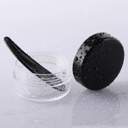 Refillable Cosmetic Sample Jars - 100 Pack 10g (0.35oz) Black Small Travel Containers with Lids + 10 Mini Makeup Spatulas - BPA Free