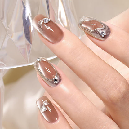 AILLSA Glass Cat Eye Gel Nail Polish, 15ml Nude Glitter Jelly Sheer Gel Polish, Translucent Magnetic Shimmer Sparkle Nail Art U V Salon 0.5 OZ GF34