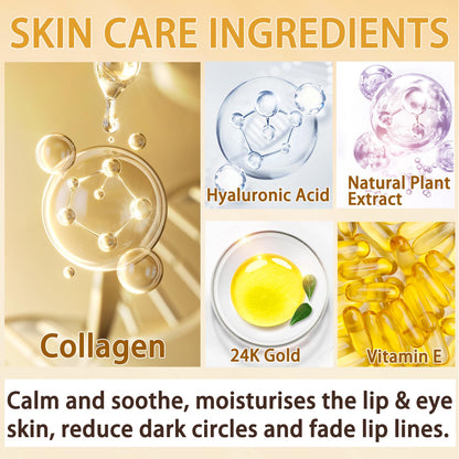 30 Pairs Lip Masks & Eye Mask,24K Collagen Crystal Under Eye Patches for Puffy Eyes,Dark Circles,Moisturizing& Reducing Fine Lines Lip Mask,Cooling Collagen Eye Masks Skincare for Women Men