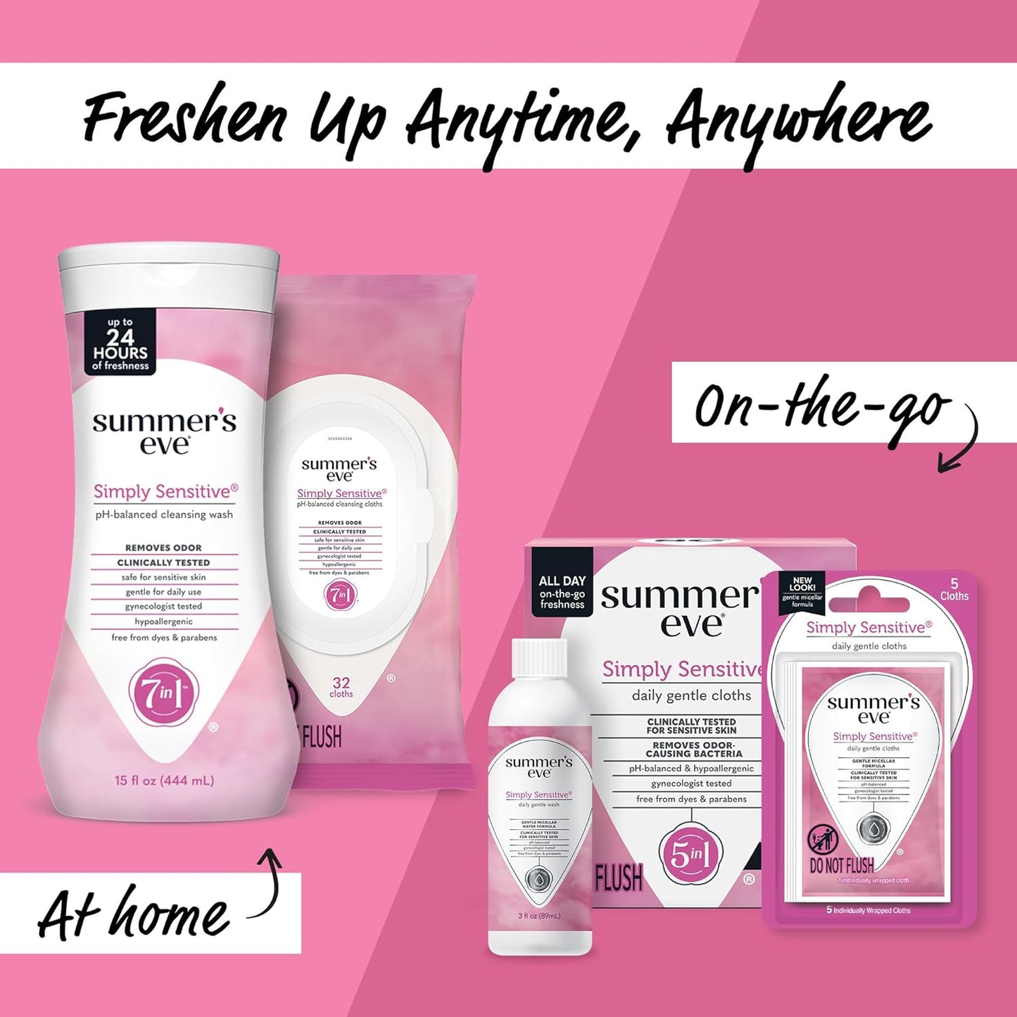 Summer's Eve Cleansing Wash | 15 Ounce | (Pack of 3) and Summer's Eve Freshening Spray | Ultra | 2 oz Size | Pack of 3 | pH Balanced, Dermatologist & Gynecologist Tested