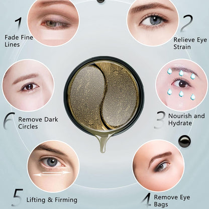 Under Eye Collagen Patches Eye Masks for Puffy Eyes & Dark Circles - Black Pearl Moisturized Eye Gel Treatment Masks, Reduce Under Eye Bags and Smooth Wrinkles,Eye Skin Care Pads, 60 Pcs