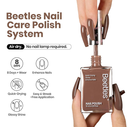 Beetles Mocha Mousse Nail Polish –No UV Needed, Air Dry –Warm Taupe Glossy Lacquer,Fast Drying, Long Lasting, Elegant Neutral Color At-Home DIY & Salon