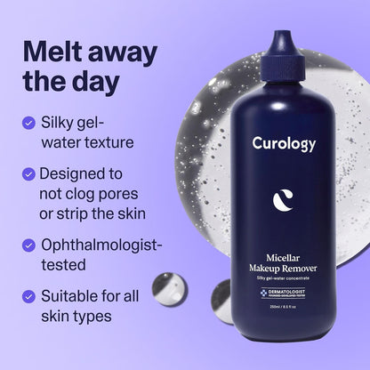 Curology Micellar Water Makeup Remover, Cleansing Gel Water Concentrate, Waterproof Eye and Face Make Up Removal, 8.5 fl oz