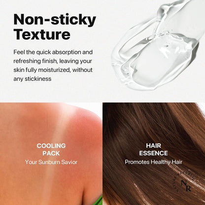 Nature Republic MILD & MOISTURE ALOE VERA WATERY GEL (1 PCS) Quick Hydration & Moisturizing,fast absorbing non-sticky texture,korean skin care for Face,Hair,Sunburn relief, aftershave, all Skin Types