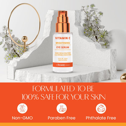 Vitamin C Under Eye Serum - Anti Aging - Reduces Eye Bags, Puffiness, Dark Circles & Wrinkles, Hydrating Eye Serum - Cruelty Free Korean Skin Care For All Skin Types - 1 oz / 30 ml