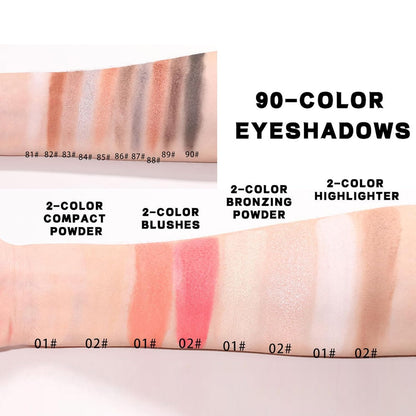 Makeup Sets, Multifunction Makeup Palettes with Mirror, 90 Color Eyeshadows/Compact Powder/Sequins/Bronzing Powder/Highlighter/Lip Color, Makeup kit for Women Full Kit - #B