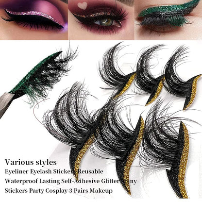 HBZGTLAD 3 in1 color eyeline Press On Nail with Eyelash Packing Boxes Set Package Pink White DIY Lashes and Nail Suit Box 1set… (SET-53)