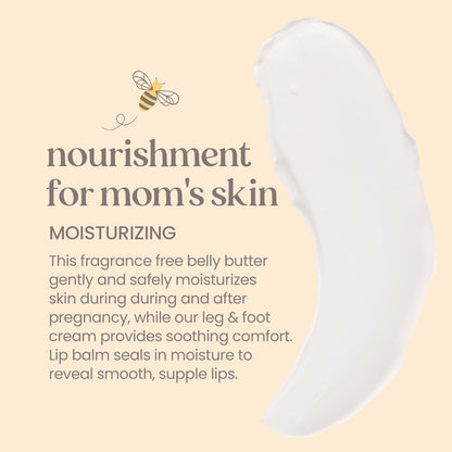 Burt's Bees Pregnancy Essentials Gifts Set, 3 Giftable Baby Shower Products & Must Have Baby Registry Items, Nourishing Skincare - Mama Belly Butter, Original Lip Balm, Leg & Foot Cream