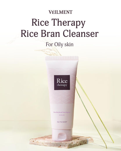 Rice Therapy Rice Bran Foam Cleanser (5.1+5.1fl oz, Pack of 2) - Facial Deep Cleansing Foam for Oily Skin. Radiant, Smooth Skin with Gentle Scrub for Men & Women