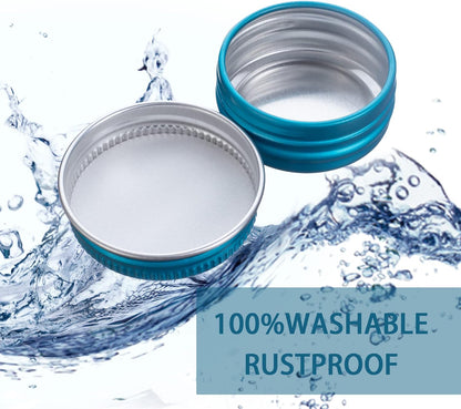 0.5 oz Screw Top Aluminum Tin Jar with Screw Lid and Blank Labels (Lake Blue - Pack of 32)