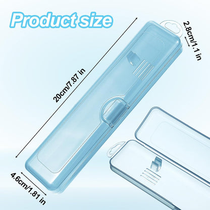 2 Pack Tooth Brush Case Travel,Toothbrush Holder Travel Case 7.9 x 1.8 x 1.1 In,Portable Plastic Toothbrushes Travels Holder with Secure Seal, Blue