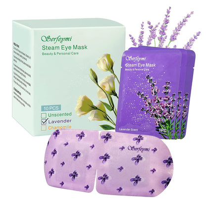 Serfeymi 10 Packs Steam Eye Mask Sleeping Mask for Women, Eye Beauty Heated Eye Mask, Hot Compress Disposable Promote Sleep Eye Mask for Puffy Eyes, Dry Eyes, Dark Circles, Tired Eyes (Lavender)