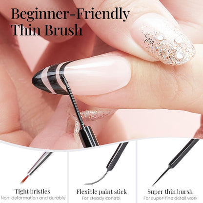 beetles Gel Polish Liner Gel Nail 7ml Classic Black Gel Polish Art Paint for Nails Built,Thin Line Nails Art Brush in Gel Pens UV LED Soak off Comic Nails Manicure DIY Gift for Women