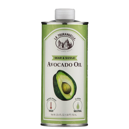 La Tourangelle, Sear & Sizzle Avocado Oil, Handcrafted from Premium Avocados, High Smoke Point Refined Oil Great for High Heat Cooking, Frying, Cast Iron Seasoning, 25.4 fl oz