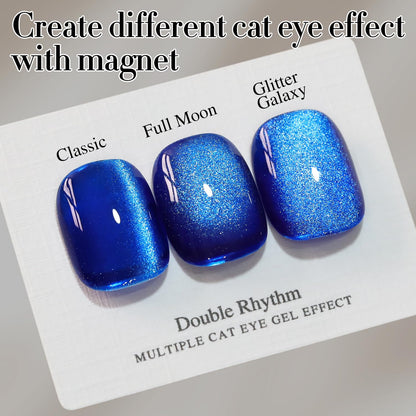 Double Rhythm 0.5 OZ Cat Eye Gel Polish with Magnet 15ML Holographic Glitter Shimmer Translucent Jelly Color Magnetic Nail Polish Salon DIY at Home (MC1078)