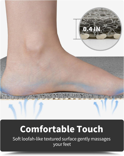 Non-Slip Bathtub Mat, 16x24 Inch, Shower Mats for Bath Tub, PVC Loofah Bathroom Mats for Wet Areas, Quick Drying Foot Scrubber Mat