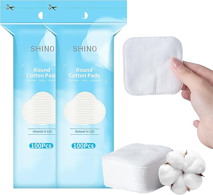 Shino natural square cotton pads,