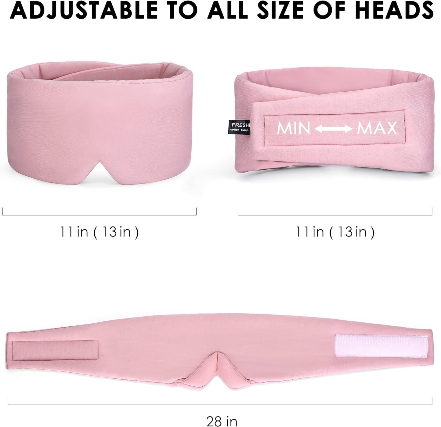 FRESHME Cotton Sleep Mask Blackout - Handmade Eye Mask for Sleeping Eye Shade Cover Sleep Mask for Women Men Girl Soft and Breathable Adjustable Blinder Light Blocking Pink Airplane with Travel Pouch
