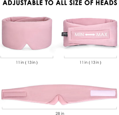 FRESHME Cotton Sleep Mask Blackout - Handmade Eye Mask for Sleeping Eye Shade Cover Sleep Mask for Women Men Girl Soft and Breathable Adjustable Blinder Light Blocking Pink Airplane with Travel Pouch