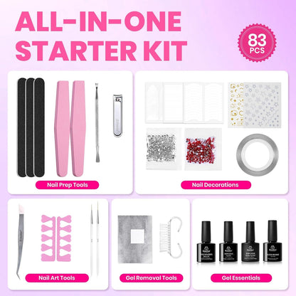 Beetles Gel Nail Polish Kit with U V Light, 55 Colors Gel Polish 81 Pcs Nail Stuff Kit for All Seasons with Base and Matte&Glossy Top Coat Color Enchantment Plus Soak Off Gifts for Women Girls Teen