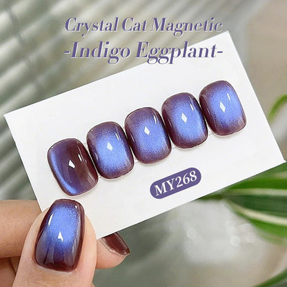 BORN PRETTY Cat Magnetic Eye Gel Nail Polish,Indigo Eggplant Glitter Cat Magnetic Gel Nail Polish Magnetic Nail Polish for Nail Art Manicure Salon DIY at Home 15ML