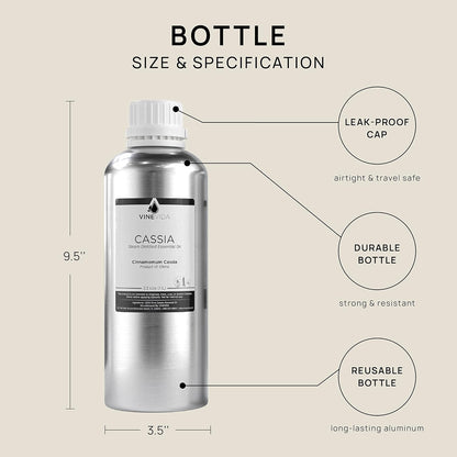 VINEVIDA Cassia Essential Oil 32 oz - Undiluted Candle Scent DIY Scents for Candlemaking Bulk Soap Making Safe Skin,32GALV-OBP-CAS-SIA-32