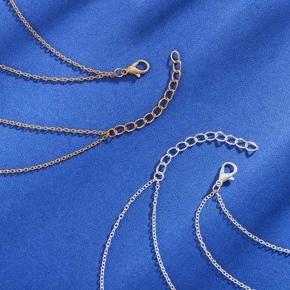 Layered Bead Necklace Chain Round Crystal Pendant Necklaces Jewelry for Women and Girls (Silver)