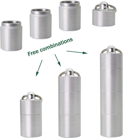 PPFISH Portable Daily Pill Case, 3 Compartments Anti-Skid Aluminum Alloy Waterproof Pill Box Dispenser, Small Pocket Pill Container, Keychain Pill Fob, Travel Pill Holder for Men Women