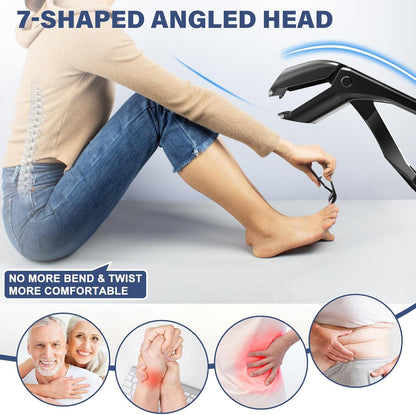 2025 Toenail Clippers for Thick Toenails for Seniors, Angled Head Large Toe Nail Clippers Set for Men, Heavy Duty Ingrown Toenail Clippers with Long Handle, Ultra Sharp Slanted Nail Cutter Wide Jaw