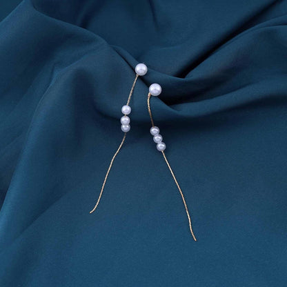 Vintage Pearl Dangle Earrings Long tassel pearl earrings Gold Pearl Chain Earrings Pearl Wedding Drop Earrings Jewelry for Women