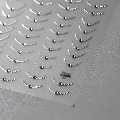 5D Embossed French Tip Nail Art Stickers Silver Gold Nail Stickers for Nail Art Self Adhesive Stripe Nail Decals with Rhinestone Design French Tip Nail Art Supplies for Women Girls